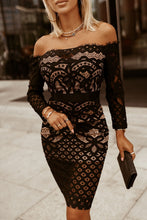 Load image into Gallery viewer, Off-Shoulder Long Sleeve Lace Dress