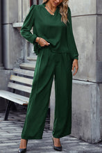 Load image into Gallery viewer, Honey V-Neck Long Sleeve Top and Wide Leg Pants Set