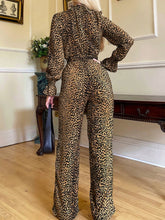 Load image into Gallery viewer, Leopard Flounce Sleeve Wide Leg Jumpsuit