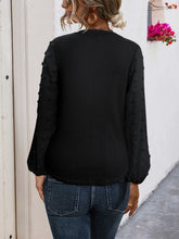 Load image into Gallery viewer, Tied Swiss Dot V-Neck Long Sleeve Blouse
