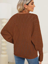 Load image into Gallery viewer, Lace Detail V-Neck Long Sleeve Sweater