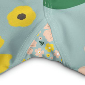 Blue Floral Yoga Capri Leggings