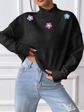 Load image into Gallery viewer, Flower Turtleneck Long Sleeve Sweater
