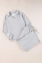 Load image into Gallery viewer, Textured Long Sleeve Top and Drawstring Pants Set