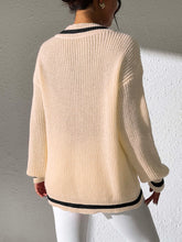 Load image into Gallery viewer, Contrast Trim V-Neck Long Sleeve Sweater