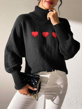 Load image into Gallery viewer, Heart Turtleneck Long Sleeve Sweater