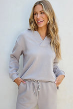 Load image into Gallery viewer, Textured Long Sleeve Top and Drawstring Pants Set