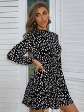 Load image into Gallery viewer, Honey Printed Frill Neck Long Sleeve Dress