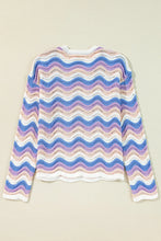 Load image into Gallery viewer, Contrast Wave Stripe Long Sleeve Sweater