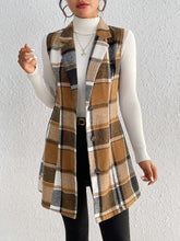 Load image into Gallery viewer, Honey Plaid Lapel Collar Vest