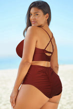 Load image into Gallery viewer, Full Size Halter Neck Crisscross Ruched Two-Piece Swimsuit