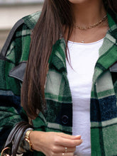 Load image into Gallery viewer, Pocketed Plaid Button Up Dropped Shoulder Shacket