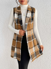 Load image into Gallery viewer, Honey Plaid Lapel Collar Vest