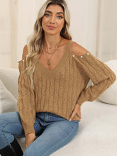 Load image into Gallery viewer, Cable-Knit Cold Shoulder Sweater