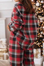 Load image into Gallery viewer, Plaid Long Sleeve Top and Pants Lounge Set