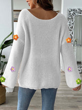 Load image into Gallery viewer, Flower Round Neck Long Sleeve Sweater