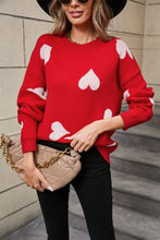 Load image into Gallery viewer, Angel Wings Heart Round Neck Dropped Shoulder Sweater