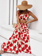 Load image into Gallery viewer, Honey Floral Tie Shoulder Top and Tiered Maxi Skirt Set