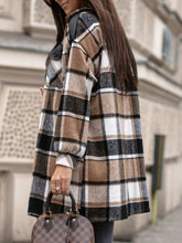 Load image into Gallery viewer, Pocketed Plaid Button Up Dropped Shoulder Shacket