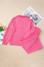 Load image into Gallery viewer, Textured Long Sleeve Top and Drawstring Pants Set