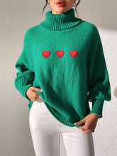 Load image into Gallery viewer, Heart Turtleneck Long Sleeve Sweater