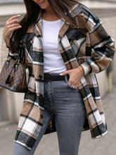 Load image into Gallery viewer, Pocketed Plaid Button Up Dropped Shoulder Shacket