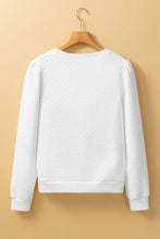 Load image into Gallery viewer, Textured Round Neck Long Sleeve Top