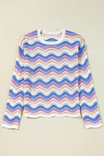 Load image into Gallery viewer, Contrast Wave Stripe Long Sleeve Sweater