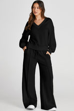 Load image into Gallery viewer, V-Neck Long Sleeve Top and Pants Active Set