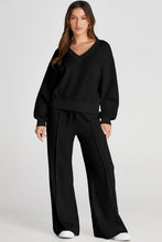 Load image into Gallery viewer, V-Neck Long Sleeve Top and Pants Active Set
