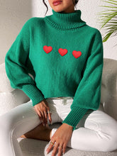 Load image into Gallery viewer, Heart Turtleneck Long Sleeve Sweater