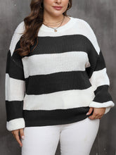 Load image into Gallery viewer, Plus Size Striped Round Neck Long Sleeve Sweater