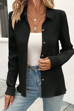 Load image into Gallery viewer, Textured Collared Neck Long Sleeve Shirt