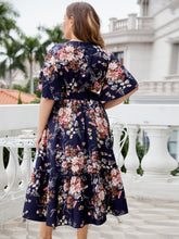 Load image into Gallery viewer, Honey Plus Size Floral Surplice Neck Midi Dress