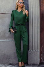 Load image into Gallery viewer, Honey V-Neck Long Sleeve Top and Wide Leg Pants Set