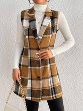 Load image into Gallery viewer, Honey Plaid Lapel Collar Vest