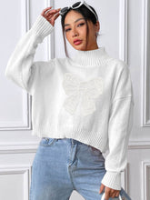 Load image into Gallery viewer, Bow Turtleneck Long Sleeve Sweater