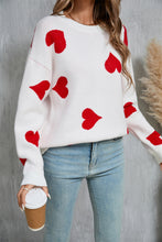 Load image into Gallery viewer, Angel Wings Heart Round Neck Dropped Shoulder Sweater
