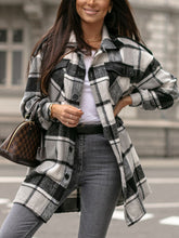 Load image into Gallery viewer, Pocketed Plaid Button Up Dropped Shoulder Shacket