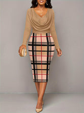 Load image into Gallery viewer, Plus Size Plaid Long Sleeve Mini Dress