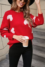 Load image into Gallery viewer, Angel Wings Heart Round Neck Dropped Shoulder Sweater