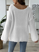 Load image into Gallery viewer, Heart Boat Neck Dropped Shoulder Sweater