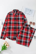 Load image into Gallery viewer, Plaid Long Sleeve Top and Pants Lounge Set