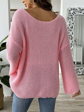 Load image into Gallery viewer, Heart Boat Neck Dropped Shoulder Sweater