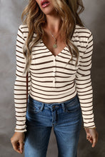 Load image into Gallery viewer, Striped V-Neck Long Sleeve Top