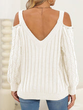 Load image into Gallery viewer, Cable-Knit Cold Shoulder Sweater