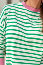 Load image into Gallery viewer, Striped Round Neck Long Sleeve Sweatshirt