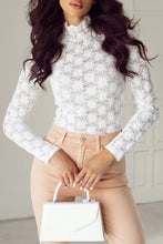 Load image into Gallery viewer, Lace Mock Neck Long Sleeve Top
