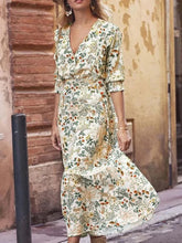 Load image into Gallery viewer, Floral Cutout Flounce Sleeve Dress