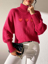 Load image into Gallery viewer, Heart Turtleneck Long Sleeve Sweater